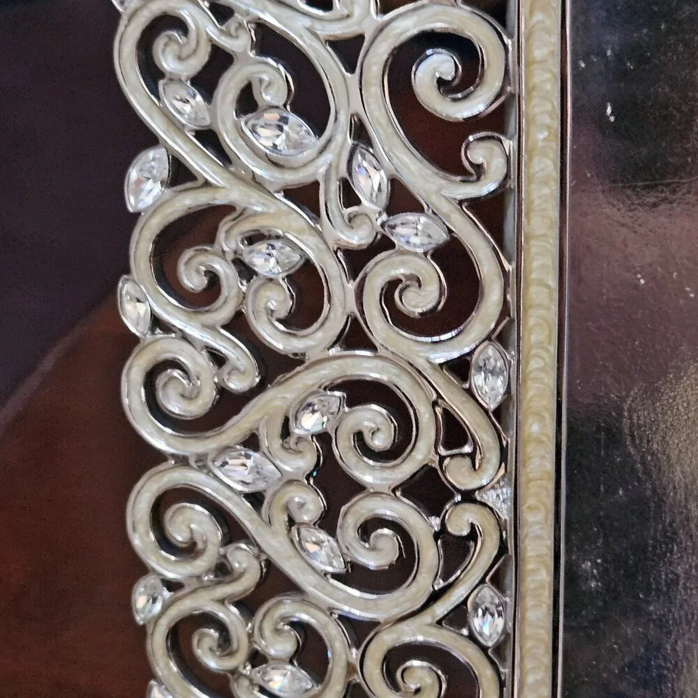 RARE VINTAGE JAY STRONGWATER SCROLL WEDDING DUCHESS MARQUIS CRYSTAL ENAMEL FRAME